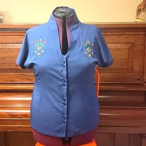 Vintage style Navy Embroidered Shirt